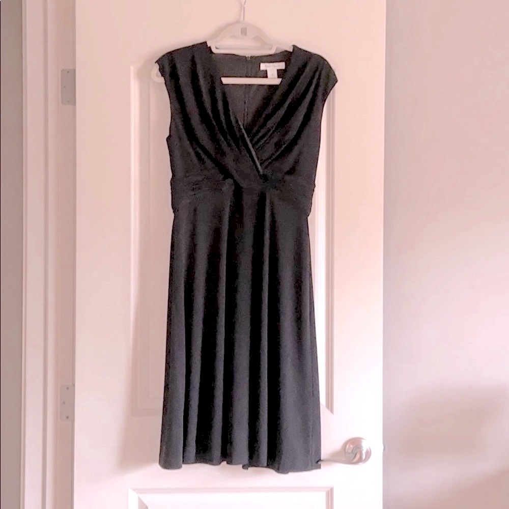 White House Black Market Black V-Neck Knee-Length Dress